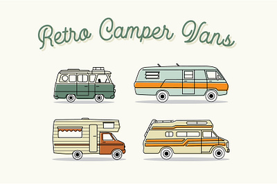 retro camper vector illustrations adventure branding camping design graphic design icon illustration illustrator logo outdoors retro campervan trailer vector vehicle vintage van