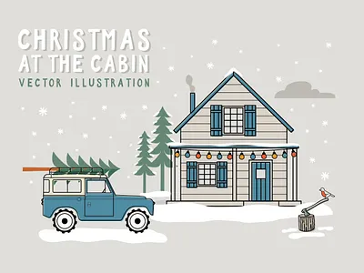 Xmas at the cabin land rover cover image 01 4x4 adventure branding christmas design graphic design icon illustration illustrator land rover logo outdoors vector xmas xmas cabin xmas decor xmas vector