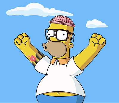 Hipster Homer adobe illustrator art coffee design duff duff beer hipster homersimpson illustration simpsons springfield vector vector illustration adobe