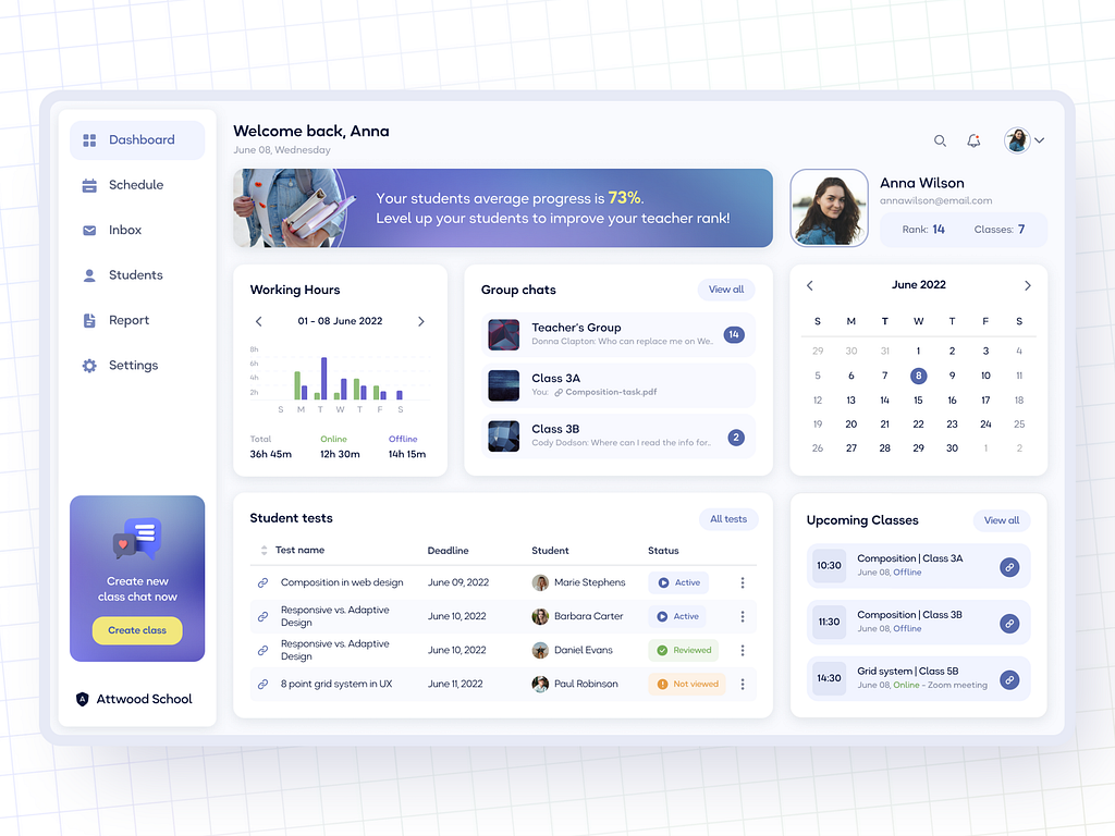 Teacher Dashboard by Axicube on Dribbble