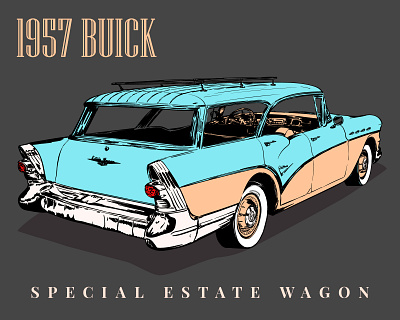 1957 Buick Special Estate Wagon 1957 auto buick classic estate graphic illustration scalable special vector vintage wagon