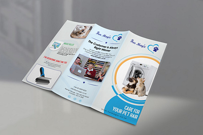 Care For your Cat bifold brochure brochure design cat cat service minimal