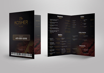The kosher Place bifold brochure branding brochure design food menu restaurant