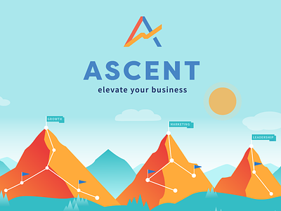 Ascent Branding, Design and UX ascent branding branding package character library elevate entrepreneur illustration learning tools logo logo design microlearning mountain small business women women owned