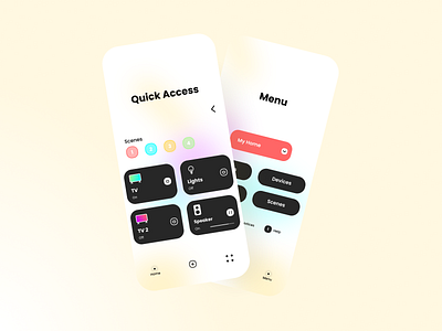 Smart Home App Design access app app design bluetooth blur design glassmorphism home menu design mobile mobile app mobile design mobile ui smart smart home smarthome smarthouse ui uiux