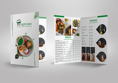Fit Kitchen bifold brochure branding brochure design food menu restaurant