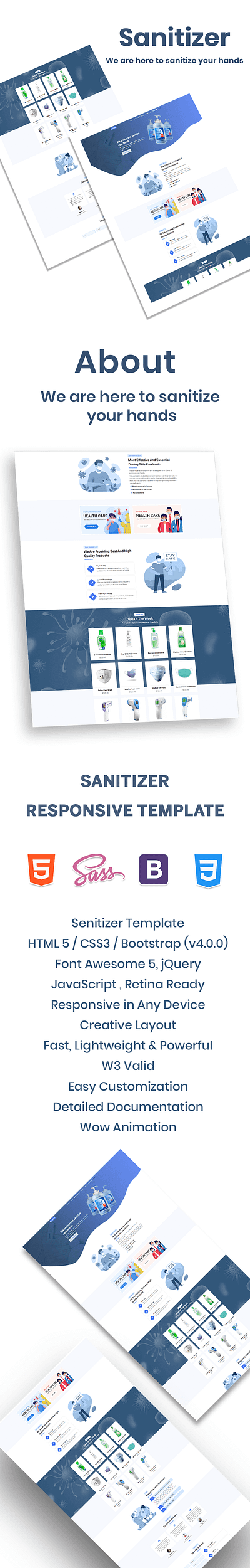 SANITIZER & MASK design html template web templates website design