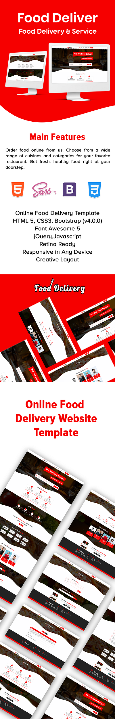 ONLINE FOOD DELIVERY WEBSITE TEMPLATE design ecommerce design html template web templates website design