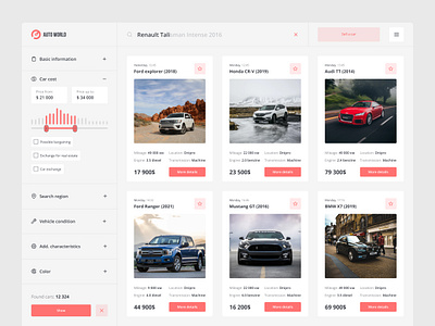 Auto catalog. Sale / purchase of a car shop application audi bike bmw car car shop carbook catalog clean dashboard ui design driver landing landing page rental uxui website