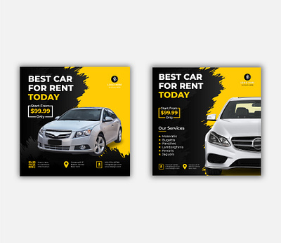 Rent Car Social Media Post Template- 2 banner banner design banner template car cartoon facebook banner instagram banner media rent a car rent car social web banner