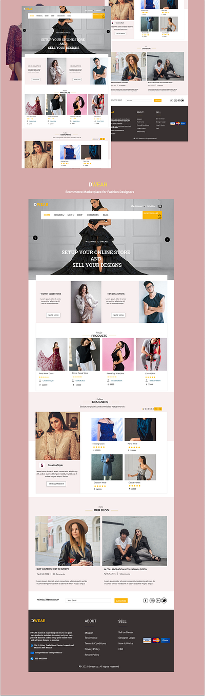 Dwear -Ecommerce Landing page clothing designers dwear dwear ecommerce shop fashion ui design ux design