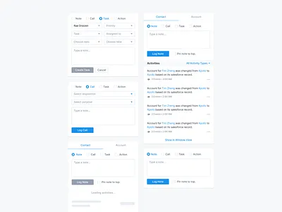 Activities Components action activities activities feed activity apollo call call to action component create note dropdown feed log activity log call log note lusha newsfeed note options salesforce task