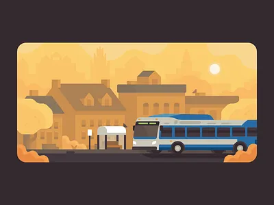 Connecticut DoT - New Haven Bus System bus bus stop city connecticut department of transportation dot landscape mass transit new haven row buildings sunset town transit transportation village