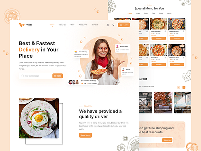 Voods - Food Delivery Landing Page delivery delivery app delivery service design food food app food delivery food delivery app food delivery service food delivery website foodie ui uidesign uiux uiuxdesign web web design webdesign website website design