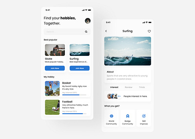 Hobby - Mobile Apps android app figma ios mobile mobile app simple ui