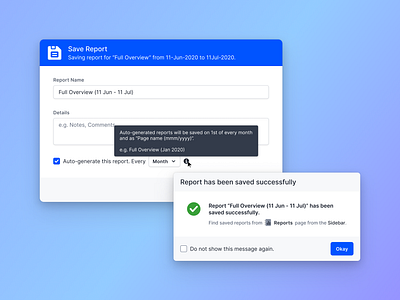 💾 Save Report automatic dashboad design popup product design reports save ui ui design user experience user interface ux ux design web app design
