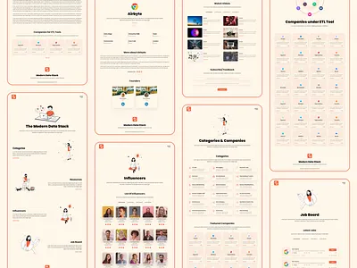 Modern Data Stack - New website teaser button cards categories colors companies data stack design illustration influencers job board modern data stack ui user experience user interface ux