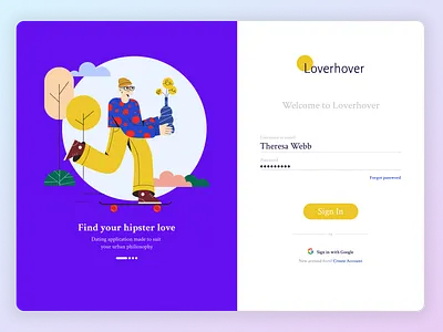 Dating App Login Page Concept design figma illustration ui