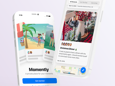 Momently - Private Beta app illustration iphone ui