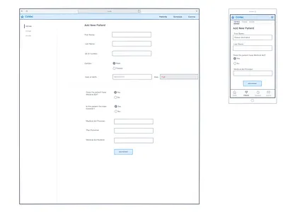 Vaccine App add patient screen wireframe app design ui ux web wireframe