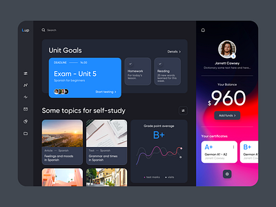 L.up - Dashboard Design for Education clean colors dashboard dashboard app dashboard design dashboard template dashboard ui education education app gradient icon icons uiux ux ux design web web app webdesign