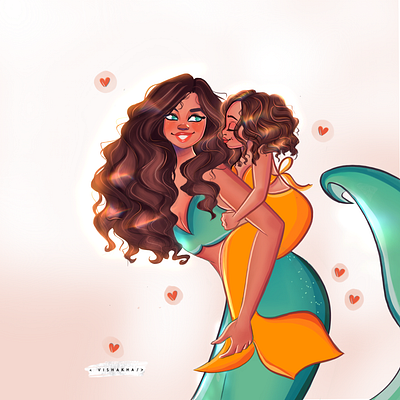 Happy Mother's Day! character design characterart characterdesign characterillustration child design girl illustraion love mermaid mermaids mermay mom momlove motherhood mothersday procreat relationships women