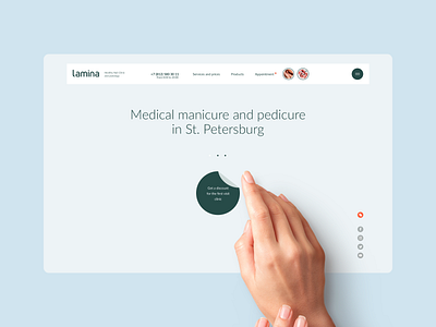 Podology clinic Lamina First screen animation clean clinic health healthcare medicine nail pedicure podology ui ux web design