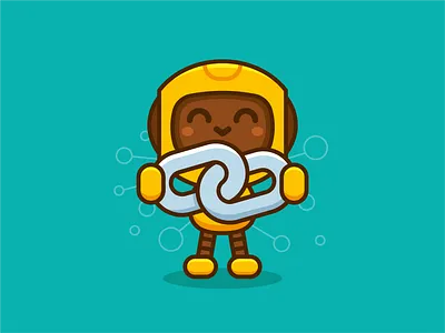 Blockchain Robot Mascot androind blockchain cartoon character crypto cryptocurrency cute flat funny illustration kawaii kids logo mascot nft outline sticker tech technology vector