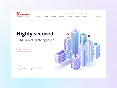 New website design for the program for realtors design development estate agent illustration minimalism mobile site ui ux website