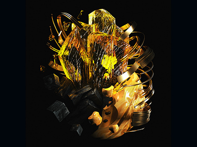 Black&Yellow Mineral abstract design illustration poster