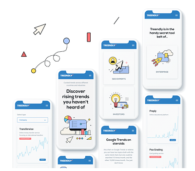 Website for tracking search trends. SaaS platform design illustration minimalism trends ui ux vector website