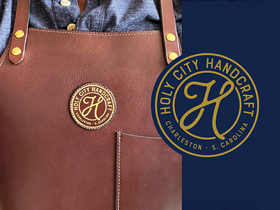 Holy City Handcraft - V apron badge barware branding charleston hand stitched leather