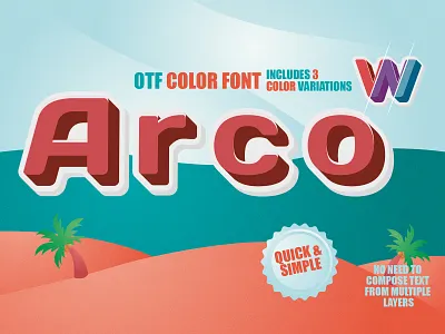 Arco — Multicolor Display Font for Creative Projects 3d font color fonts design display type font minimal otf font sans serif svg font sweet font typedesign typography