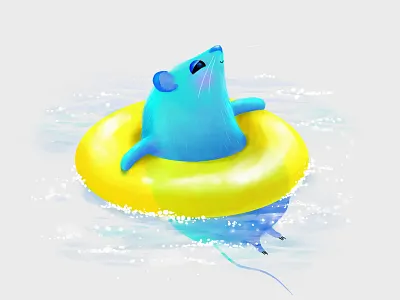 Colorful Summer Critter colorful christmas critter colorful summer critter floating illustration mouse summer