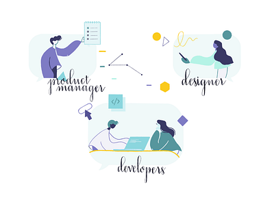 Product Team Illustration coding design design elements design team designers designs developers development development team humans illustration manager people people illustrations product product team teamwork