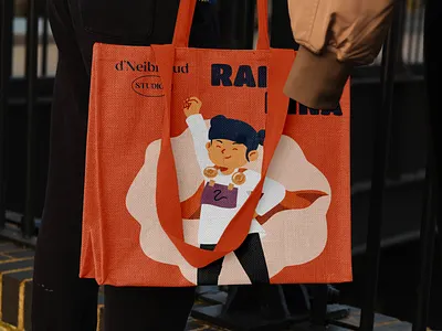 Raising Dina’s Podcast Tote bag app branding child customize editor friendly fun illustration illustration art platform tote vect vector illustration