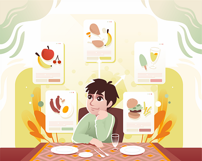 MAKANAN BERGIZI character characterdesign chibi chibiillustration design illustration food and drink illustration illustration design illustration graphic design illustration ramadhan covid19 meal sahoor