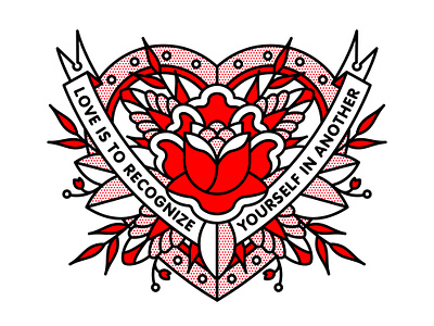LOVE Project. floral flower halftone heart illustration love monoline pop art rose sticker tattoo
