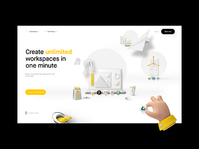 Workspaces 3d concept create design devices ecommerce elements experiment exploration google grid hardware illustration layout minimal software ui ux webdesign