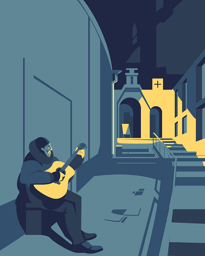 Street musician in Tallinn adobeillustrator animal art artwork design digitalart drawing europe guitar illustration illustrator musician street vector vector art