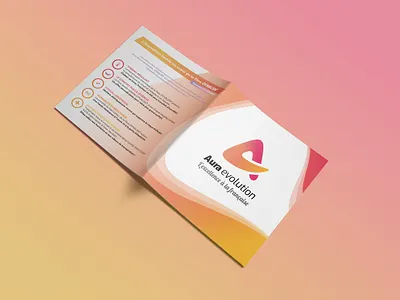 Brochure Design - Aura Evolution booklet brand identity branding and identity brochure brochure design gradient graphic design logo orange pamphlet pink print vector