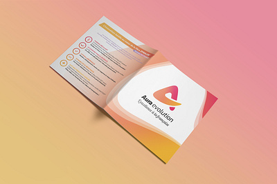 Brochure Design - Aura Evolution booklet brand identity branding and identity brochure brochure design gradient graphic design logo orange pamphlet pink print vector