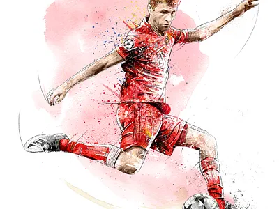 FC Bayern Munich Illustration: Thomas Mueller digital art drawing football football club illustration ink pencil photoshop portrait soccer sport thomas mueller wacom watercolor