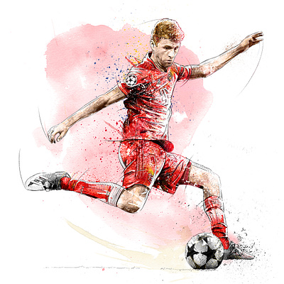 FC Bayern Munich Illustration: Thomas Mueller digital art drawing football football club illustration ink pencil photoshop portrait soccer sport thomas mueller wacom watercolor