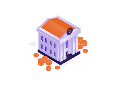 Isometric Bank 🏦 adobe illustrator artwork bank branding fintech flat illustration illustration isometric isometric illustration logo money web illustration