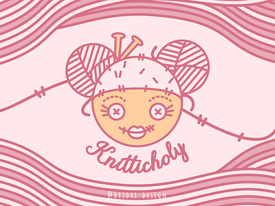 Knitticholy Logo branding cute dailylogodesign design girl character icon illustration knitting logo mascot logo typography vector wool