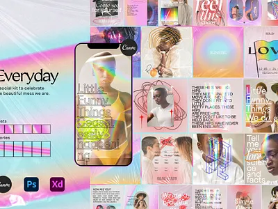 Everyday Instagram Social Kit animated stories canva carousel gradient grain gradient ig stories ig template instagram stories instagram template pink plastic plasticine stories