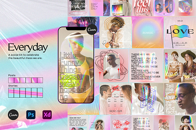 Everyday Instagram Social Kit animated stories canva carousel gradient grain gradient ig stories ig template instagram stories instagram template pink plastic plasticine stories