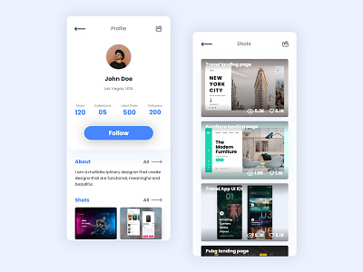 Profile App UI Kit app clean community design elegant forum inspiration ios light minimal minimalist profile profile setting simple simple app trend ui user experience user interface ux