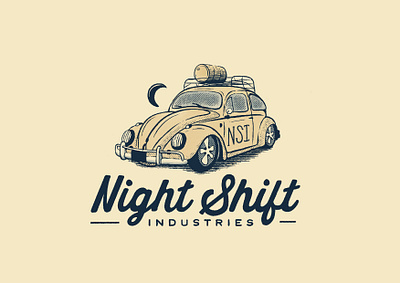 Night Shift Beetle design beetle branding bug car logo hand lettered illustration retro vintage vintage car vintage logo volkswagen vw